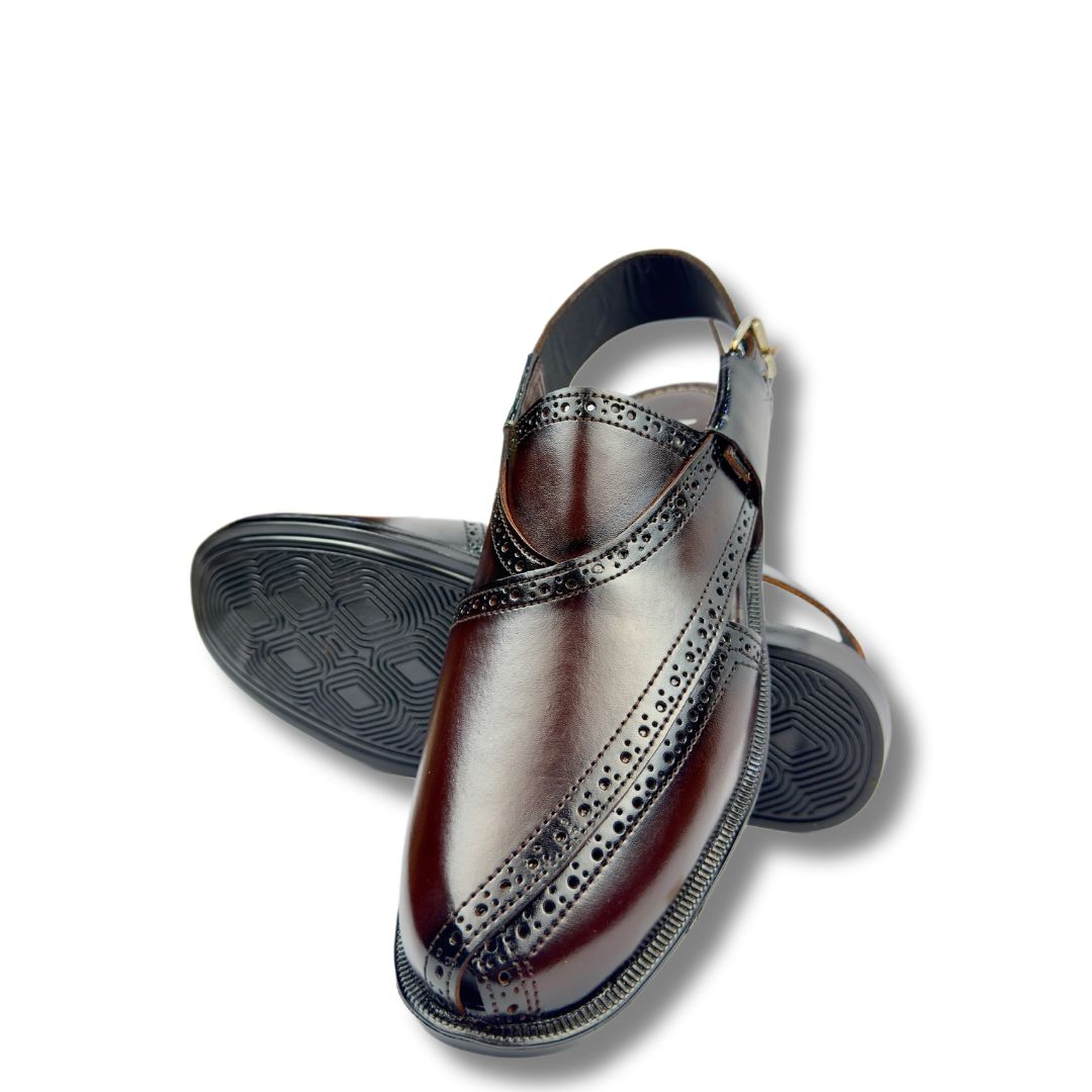 Handmade Chocolate Brown Leather Pehsawari Sandal : Comfortable Men's Footwear