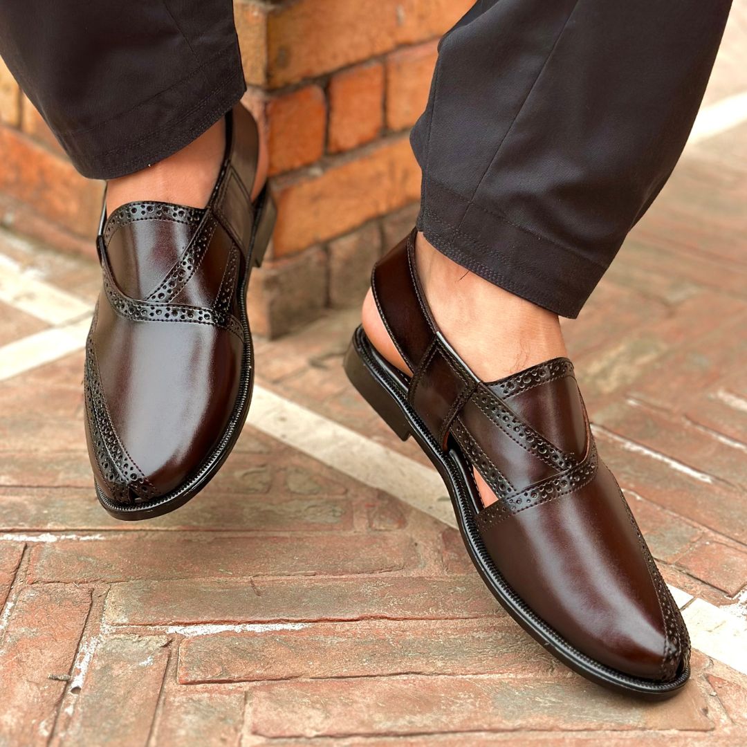 Handmade Chocolate Brown Leather Pehsawari Sandal : Comfortable Men's Footwear