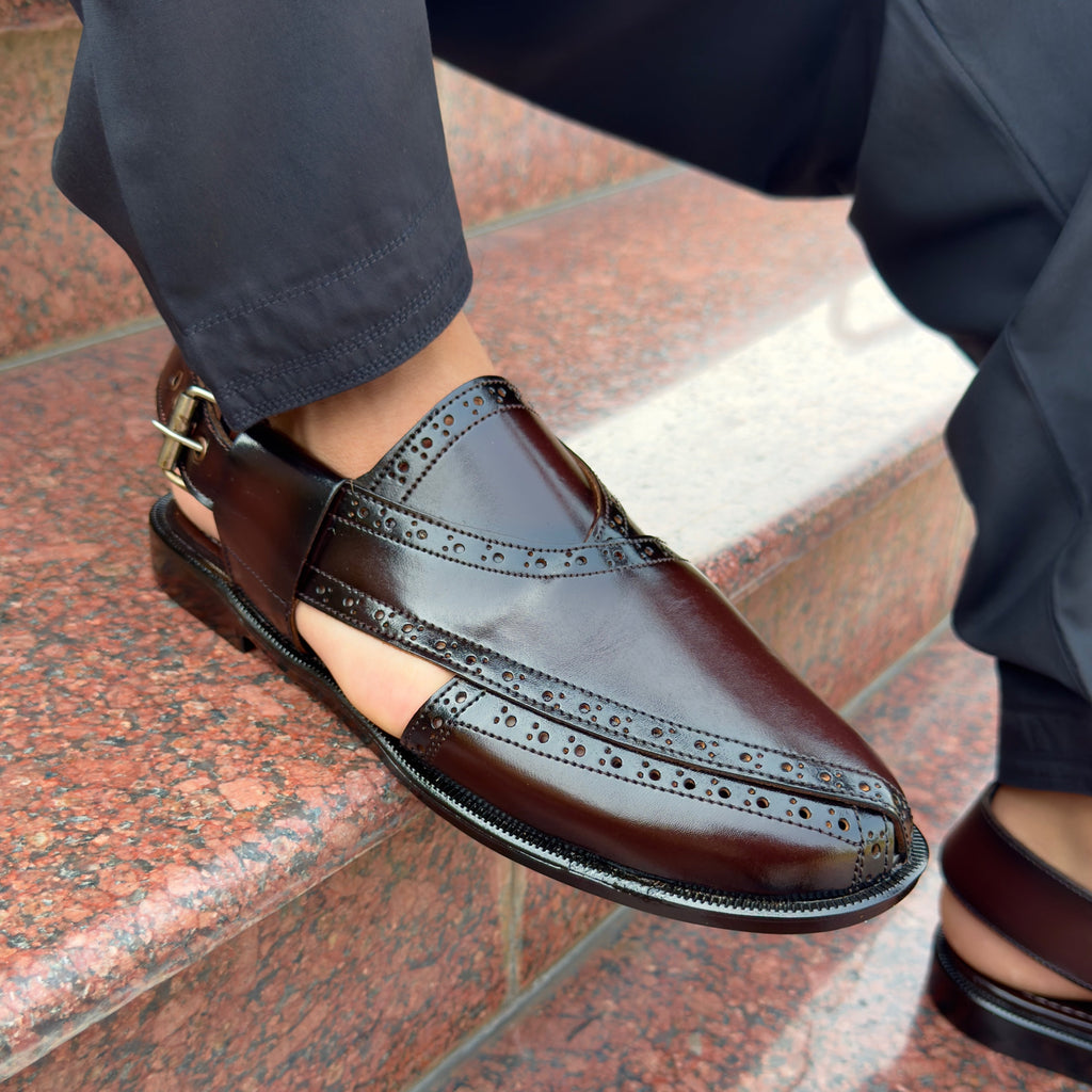 Handmade Chocolate Brown Leather Pehsawari Sandal : Comfortable Men's Footwear