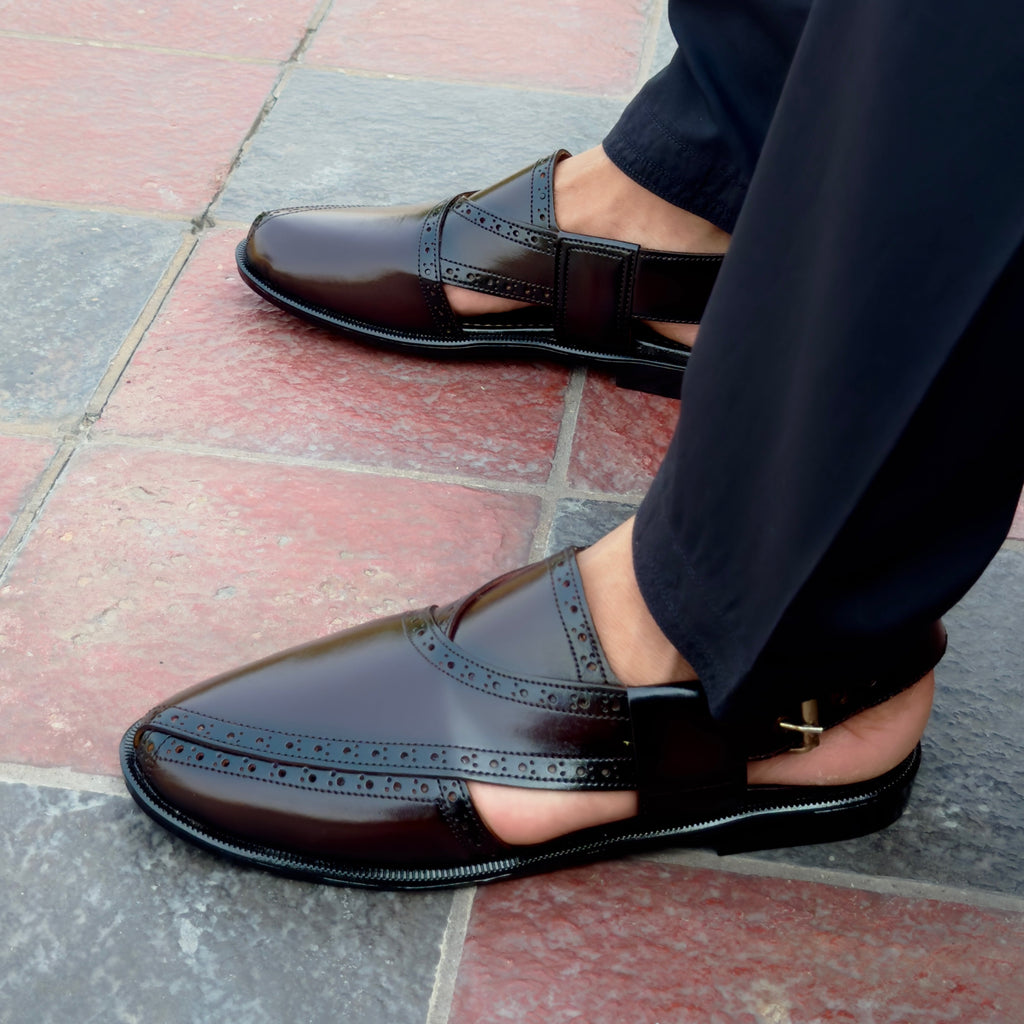 Handmade Chocolate Brown Leather Pehsawari Sandal : Comfortable Men's Footwear