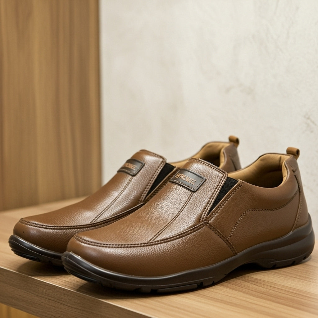 Premium Handcrafted Dark Brown Leather Shoes with Medicated Comfort Insole | All-Terrain Durable Sole – Ultimate Daily Wear Comfort