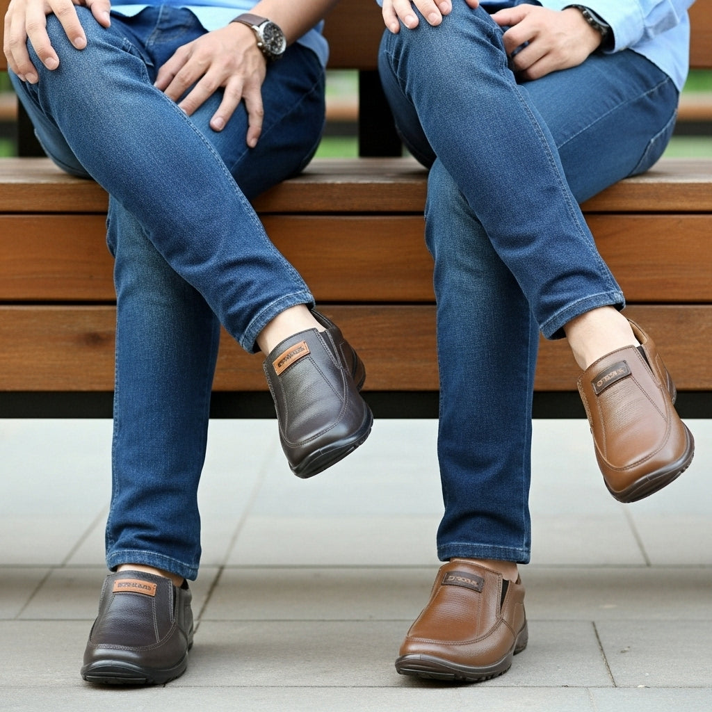 Premium Handcrafted Dark Brown Leather Shoes with Medicated Comfort Insole | All-Terrain Durable Sole – Ultimate Daily Wear Comfort