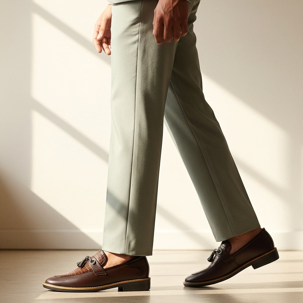 Handmade Stitched Alligator Textured Dark Brown Premium Leather Loafers: Slip-On Dress Shoes